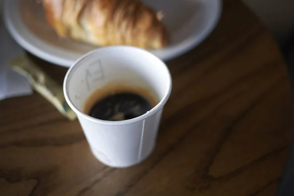 Copenhague Dinamarca Outubro 2018 Café Manhã Com Croissant — Fotografia de Stock