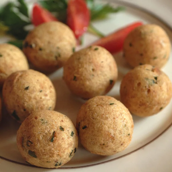 Bread balls, typical apulian plate — Stock Photo, Image