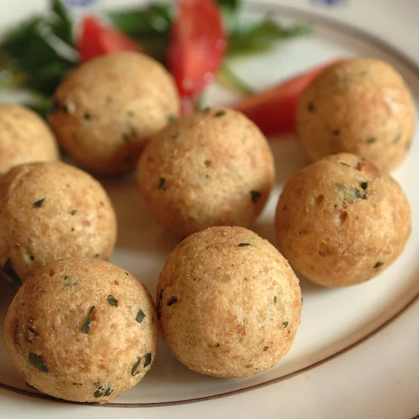 Bread balls, typical apulian plate — Stock Photo, Image