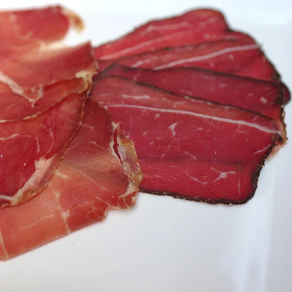 Rebanadas Jamón Plato — Foto de Stock