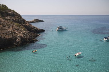 Cala Tarida, Ibiza, Balearic Islands - August 28, 2014 : View of Cala Tarida from above clipart