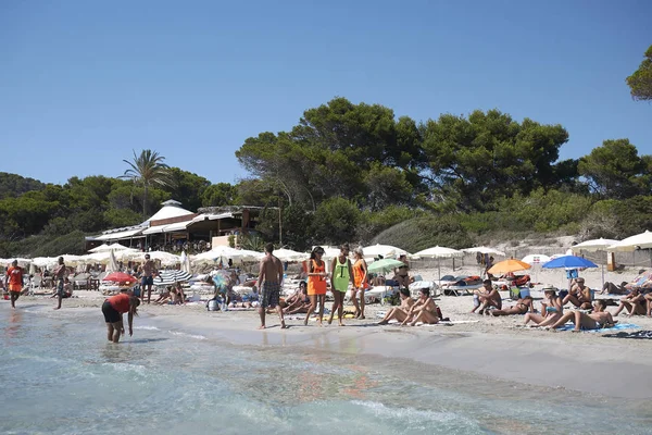 Ibiza Balear Adaları Spanya Ağustos 2015 Ses Salinas Plajı — Stok fotoğraf