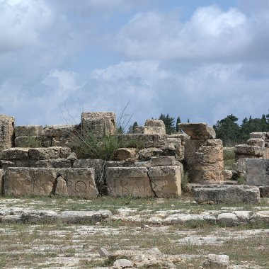 Cirene, Libya - 13 Mayıs 2002: Cirene'deki antikakalıntıları