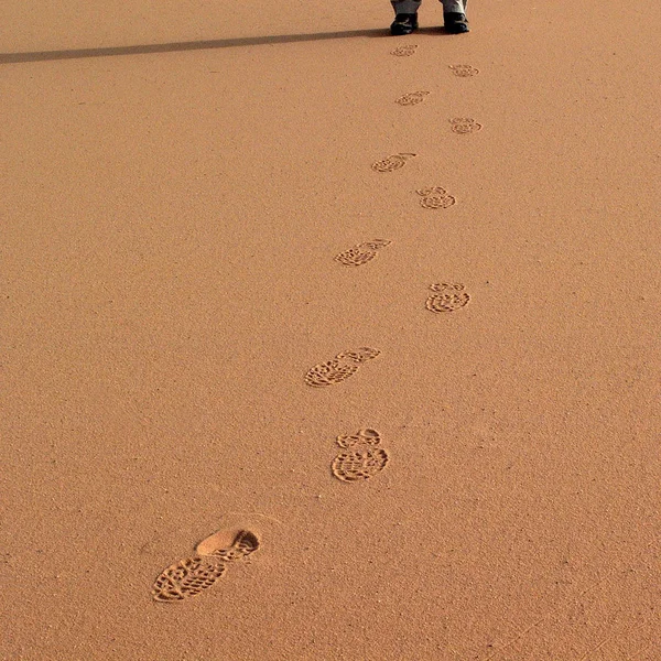 Deserto Ubari Libia Maggio 2002 Impronte Nella Sabbia Del Deserto — Foto Stock