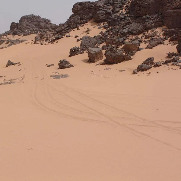 Désert Ubari Libye Mai 2002 Jeep Touristique Dans Désert Sahara — Photo