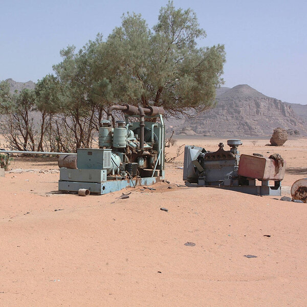 Ubari Desert, Libya - May 05, 2002 : Water pump