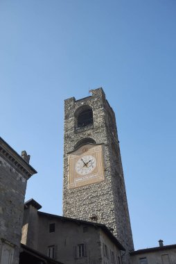 Bergamo, İtalya - 28 Ocak 2019: Torre Civica'nın Görünümü (Campanone)