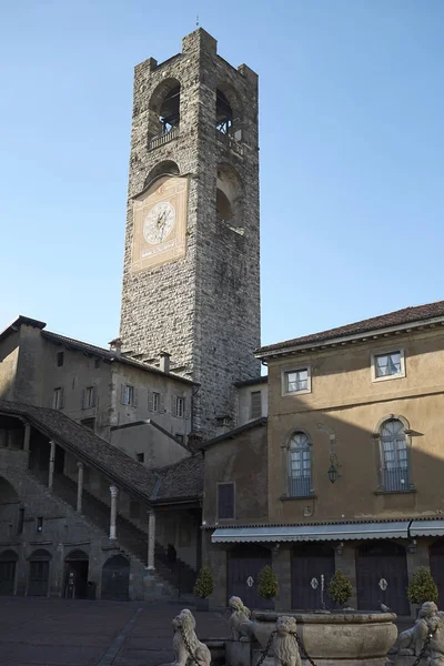 Μπέργκαμο Ιταλία Ιανουαρίου 2019 Θέα Στο Torre Civica Campanone — Φωτογραφία Αρχείου