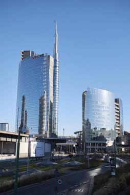 Milano, İtalya - 17 Aralık 2017 : 'Porta Nuova' gökdelenleri
