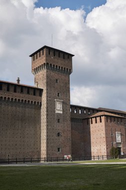 Milano, İtalya - 09 Şubat 2017 : Castello Sforzesco görünümü