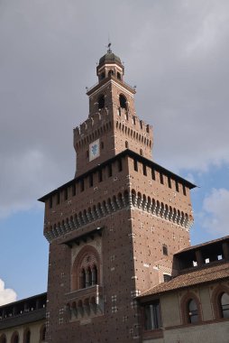 Milano, İtalya - 09 Şubat 2017 : Castello Sforzesco görünümü