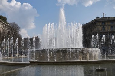 Milan, Italy - February 09, 2017 : 'Fontana di Piazza Castello'