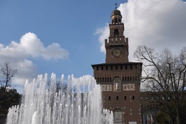 Milan, Italy - February 09, 2017 : 'Fontana di Piazza Castello'