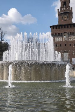 Milan, Italy - February 09, 2017 : 'Fontana di Piazza Castello'