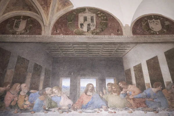 Milan Italy Novenber 2016 Details Last Supper Cenacolo Vinciano — Stock Photo, Image