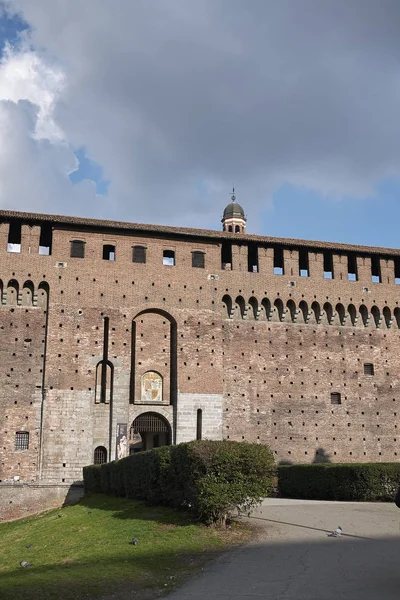 Mediolan Włochy Lutego 2017 Widok Zamek Castello Sforzesco — Zdjęcie stockowe