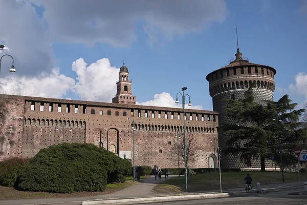 Milán Italia Febrero 2017 Vista Castello Sforzesco — Foto de Stock