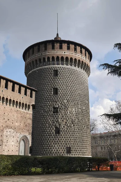 Milano Febbraio 2017 Veduta Del Castello Sforzesco — Foto Stock