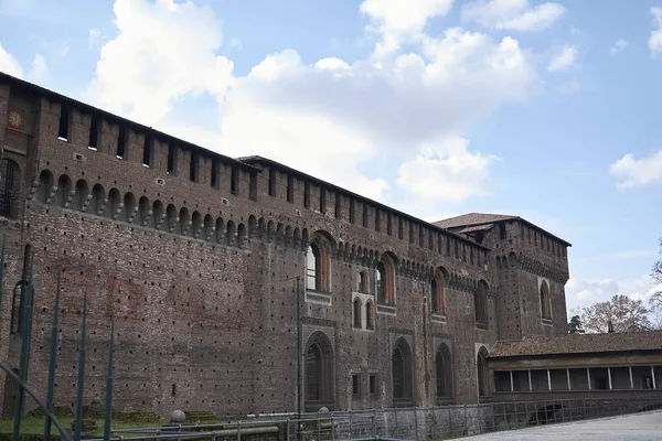 Milán Itálie Únor 2017 Pohled Castello Sforzesco — Stock fotografie