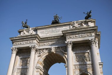 Milan, Italy - April 17, 2018: View of 'Arco della Pace'