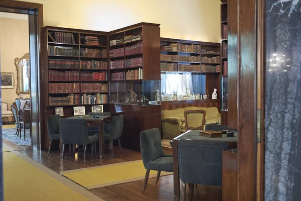 Milano Italië September 2018 Uitzicht Villa Necchi Campiglio Woonkamer Bibliotheek — Stockfoto