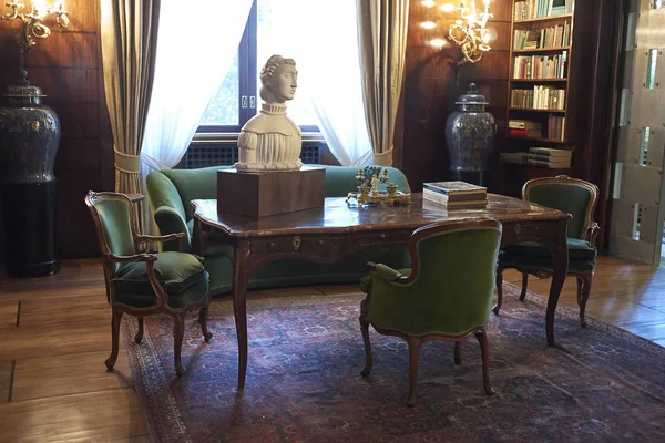 Milano Itálie Září 2018 Výhled Obývacího Pokoje Knihovny Villa Necchi — Stock fotografie