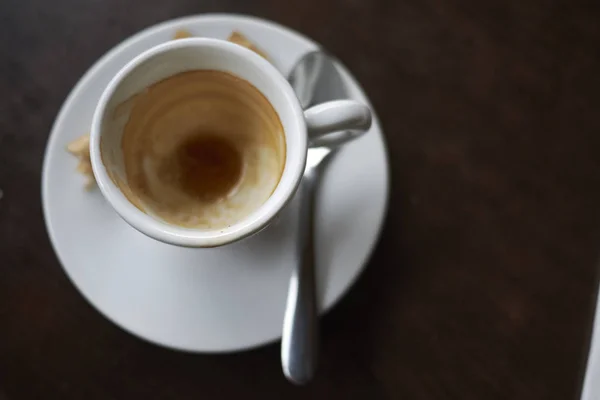 Ceașcă Goală Espresso Masă — Fotografie, imagine de stoc