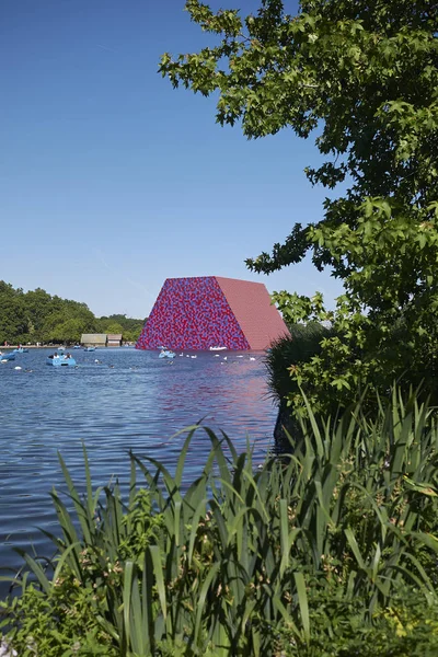 Londres Reino Unido Junio 2018 Mastaba Londinense Christo Lago Serpentine — Foto de Stock