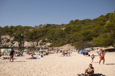 Minorca, Balear Adaları, İspanya - 05 Eylül 2013 : Cala Macarella'nın Görünümü, Minorca