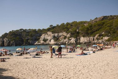 Minorca, Balear Adaları, İspanya - 05 Eylül 2013 : Cala Macarella'nın Görünümü, Minorca