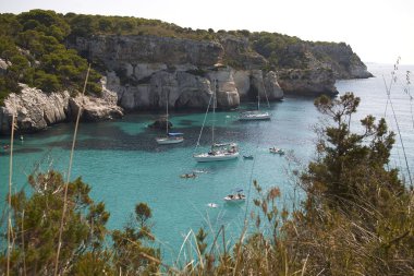 Minorca, Balear Adaları, İspanya - 05 Eylül 2013 : Cala Macarella'nın Görünümü, Minorca