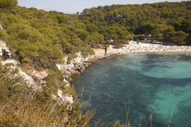 Minorca, Balear Adaları, İspanya - 05 Eylül 2013 : Cala Macarella'nın Görünümü, Minorca