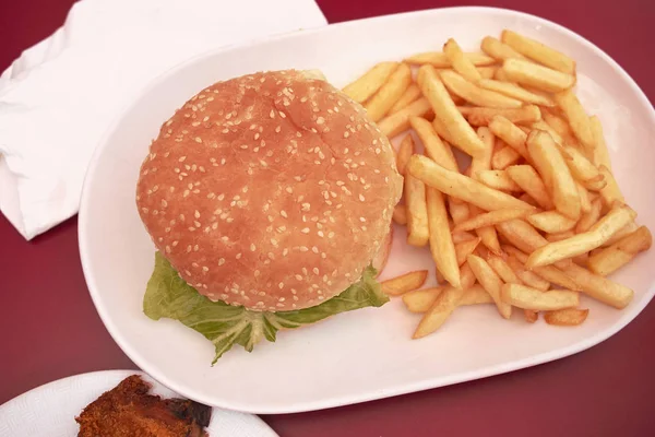 Minorca Balearic Islands Spain September 2013 Sandwich Fries — Stock Photo, Image