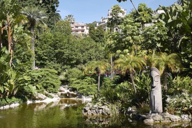Montecarlo, Monako - 23 Mayıs 2017: Jardins de la Petite afrique manzarası
