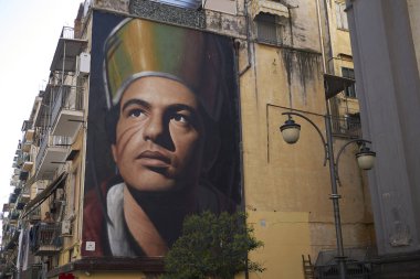Napoli, İtalya - 24 Temmuz 2018 : San Gennaro Saint Januarius) Forcella bölgesinde