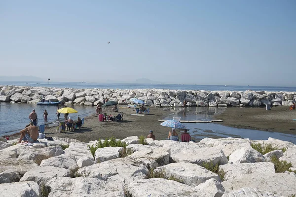 Neapol Itálie Červenec 2018 Pohled Pláž Mergellina — Stock fotografie