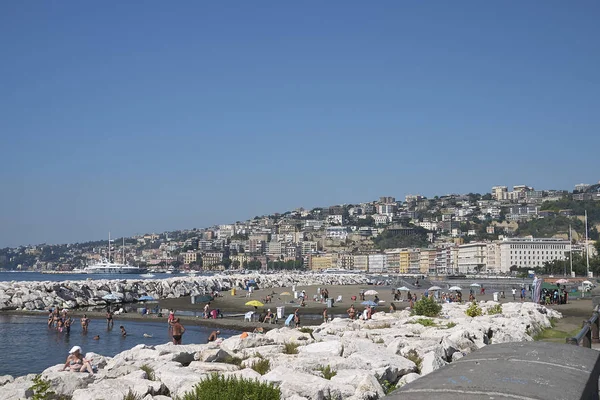 Neapol Włochy Lipca 2018 Widok Plażę Mergellina — Zdjęcie stockowe