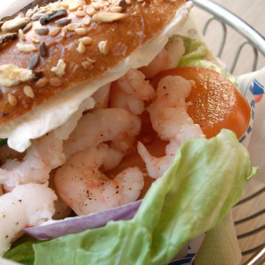 Oslo, Norveç - 18 Mart 2006 : Karidesli sandviç