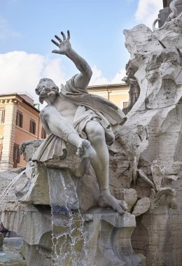 Roma, İtalya - 27 Haziran 2017 : Dört Nehir Çeşmesi