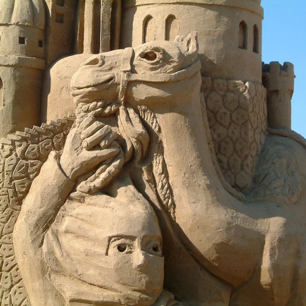 Cervia Itália Agosto 2002 Sand Sculpture Quarto Campeonato Mundial — Fotografia de Stock