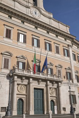 Roma, İtalya - 09 Şubat 2019 : Palazzo Montecitorio görünümü