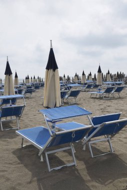 Milano Marittima, İtalya - 28 Temmuz 2019 : Milano Marittima plajı nın görünümü