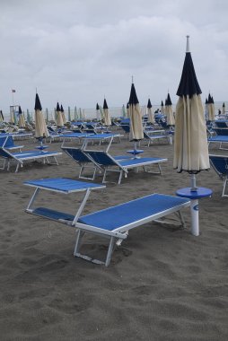 Milano Marittima, İtalya - 28 Temmuz 2019 : Milano Marittima plajı nın görünümü