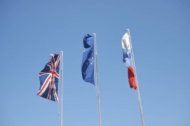 Milano Marittima, İtalya - 31 Temmuz 2017: Bayraklar