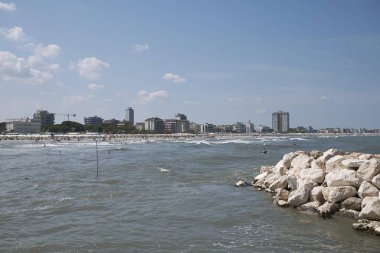 Milano Marittima, İtalya - 03 Ağustos 2018 : Milano Marittima'nın iskelesinden görünümü