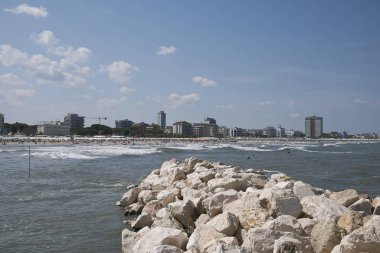 Milano Marittima, İtalya - 03 Ağustos 2018 : Milano Marittima'nın iskelesinden görünümü