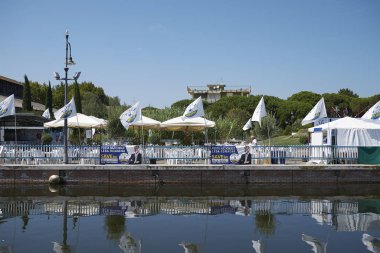 Cervia, İtalya - 04 Ağustos 2018 : Cervia'daki 'Lega Nord' kongre yeri