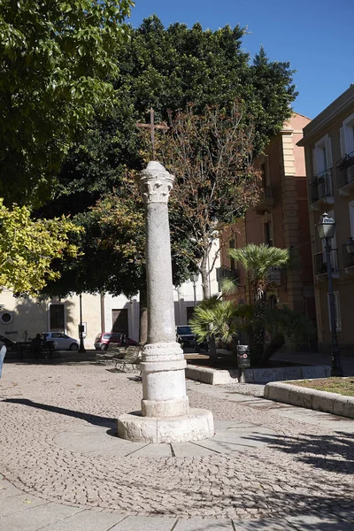 Cagliari Italy November 2017 Column Croce Giurisdizionale — Stock Photo, Image