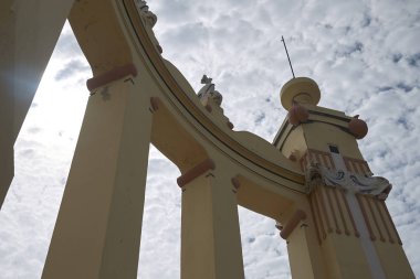 Mondello, İtalya - 10 Eylül 2018 : Mondello'nun 'antico stabilimento balneare'sinin detayları