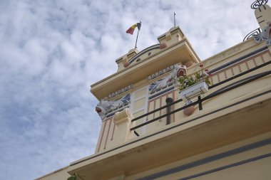 Mondello, İtalya - 10 Eylül 2018 : Mondello'nun 'antico stabilimento balneare'sinin detayları